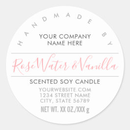 Produktetikett för handgjord ljus eller Ro Rosa Runt Klistermärke