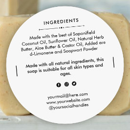 Produktetikett för Ingredienser i Pub med rundtvål Runt Klistermärke