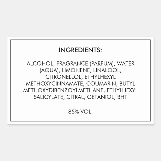 Produktetikett för ingredienser rektangulärt klistermärke (Framsida)