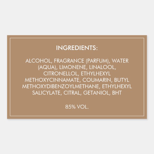 Produktetikett för ingredienser rektangulärt klistermärke (Framsida)