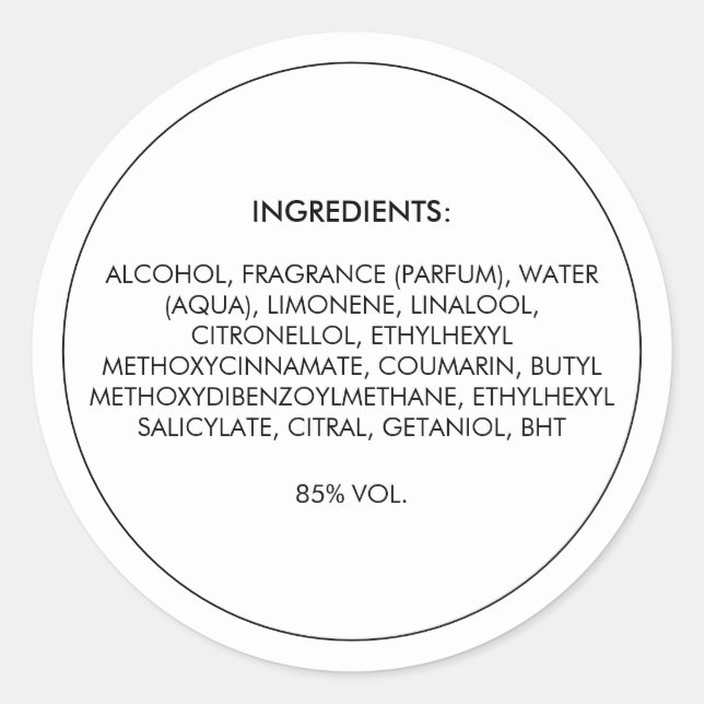Produktetikett för ingredienser runt klistermärke (Framsida)