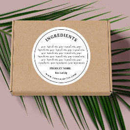 Produktetikett för ingredienser runt klistermärke
