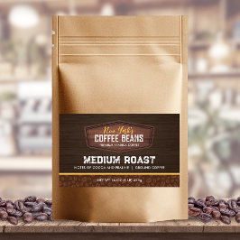 Produktetikett för kaffebönor rektangulärt klistermärke