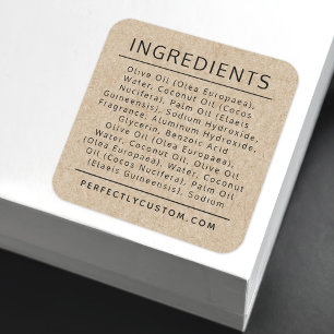 Produktetikett för Kraft papper look-ingrediens Fyrkantigt Klistermärke