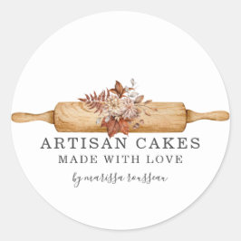 Produktetikett för lagerbakverk Chef Rolling Pin Runt Klistermärke