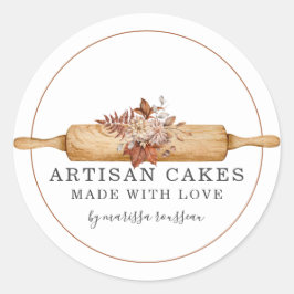 Produktetikett för lagerbakverk Chef Rolling Pin Runt Klistermärke