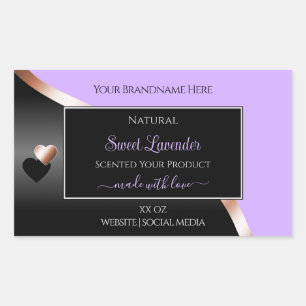 Produktetikett för Lavender Black Vågigt Ro Guld H Rektangulärt Klistermärke