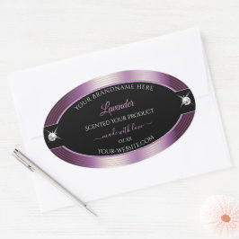 Produktetikett för Luxury Black Lila Shiny Brillia Ovalt Klistermärke