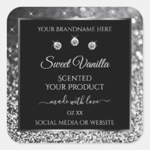 Produktetikett för Luxury Black Silver Glitter Dia
