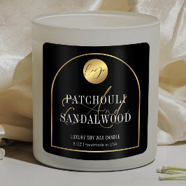 Produktetikett för Modern Black & Guld Logotyp Soy Fyrkantigt Klistermärke
