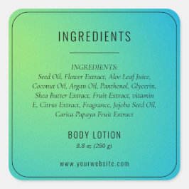 Produktetikett för Modern Blue Grönt Ingredient Li Fyrkantigt Klistermärke