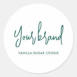 Produktetikett för Modern Grönt Script Candle Runt Klistermärke