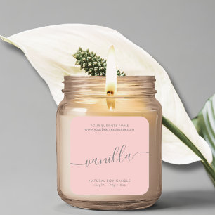 Produktetikett för Modern ro rosa grått-manusljus Fyrkantigt Klistermärke