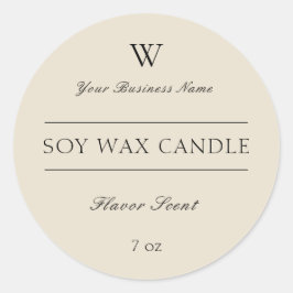 Produktetikett för Monogram Chic Beige Candle Spa Runt Klistermärke