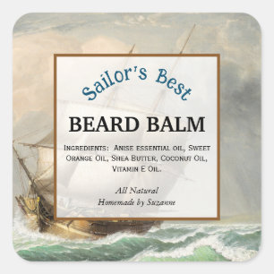 Produktetikett för Nautical Beard Balm Fyrkantigt Klistermärke