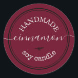 Produktetikett för Red Handmade Script Black Gräns Runt Klistermärke<br><div class="desc">Mörk burgundy vin-körsbärsröd Handmade skript,  Gräns-produktetikett,  svart</div>