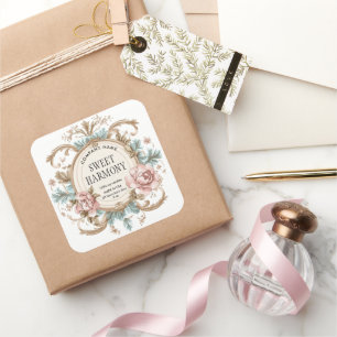 Produktetikett för rustiskt vintage ljus rosa bur fyrkantigt klistermärke