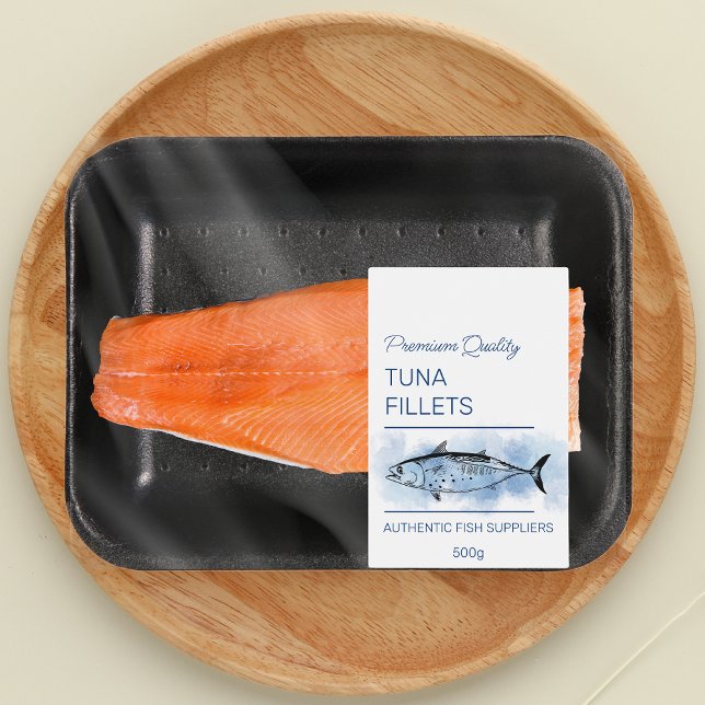 Produktetikett för tonfiskfiléer mat etikett (Skapare uppladdad)