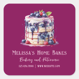 Produktetikett för vattenfärgskummelbakeri fyrkantigt klistermärke