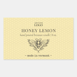 Produktetikett för vintage Bee Honung eller Beeswa Rektangulärt Klistermärke