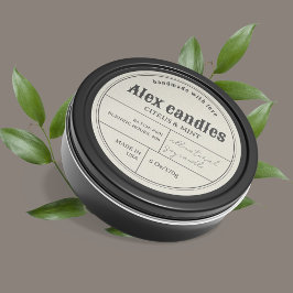 Produktetikett för vintage Retro Typography Candle Runt Klistermärke