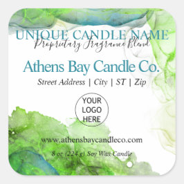 Produktetikett för Whispy Alcohol Bläck Candle Fyrkantigt Klistermärke