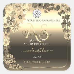 Produktetikett Monogram Add Logotyp för Luxury Gul Fyrkantigt Klistermärke