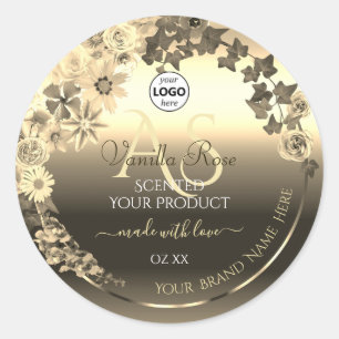 Produktetikett Monogram Add Logotyp för Luxury Gul Runt Klistermärke
