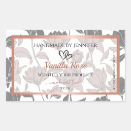 Produktetiketter för Blommigt av klasserna Ro Guld Rektangulärt Klistermärke