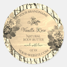 Produktetiketter för lätt brun trägrain Sepia Ro Runt Klistermärke