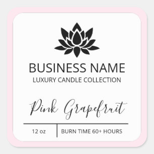 Produktetiketter för Lotus Flower Rosa Gräns Soy C Fyrkantigt Klistermärke