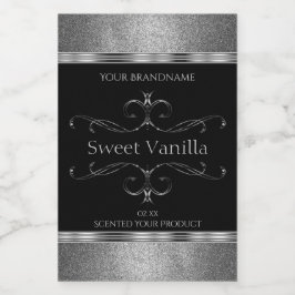 Produktetiketter för lyxprodukter i Svarta Silver  Mat Etikett