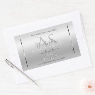 Produktetiketter för lyxprodukter Silver, diamante Rektangulärt Klistermärke