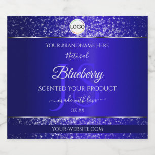 Produktetiketter för royal Blue Logotyp Initialer Spritflaskor Etikett