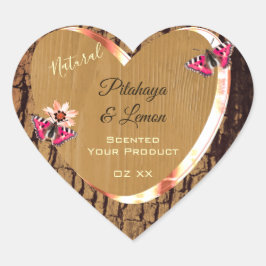 Produktetiketter för rustiska träbets natura Träd  Hjärtformat Klistermärke