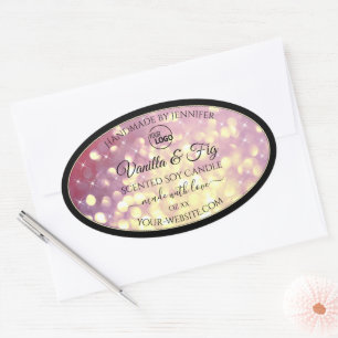 Produktetiketter för Shimmery Lila Logotyp Guld Gl Ovalt Klistermärke