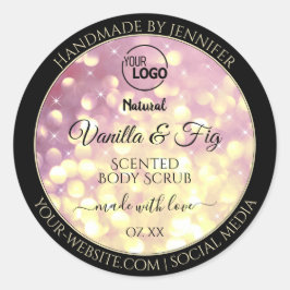 Produktetiketter för Shimmery Lila Logotyp Guld Gl Runt Klistermärke