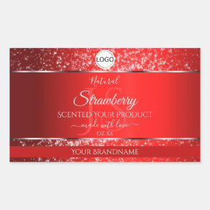 Produktetiketter för Shimmery Red Logotyp Initiale Rektangulärt Klistermärke