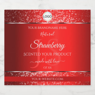 Produktetiketter för Shimmery Red Logotyp Initiale Spritflaskor Etikett