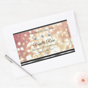 Produktetiketter för Shimmery Ro Guld Glitter, dia Rektangulärt Klistermärke