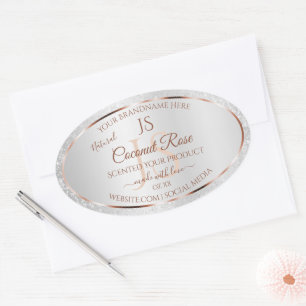 Produktetiketter för silver Glitter Guld i Initial Ovalt Klistermärke