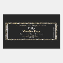 Produktetiketter för Svart och Guld Gräns Stars Gl Rektangulärt Klistermärke