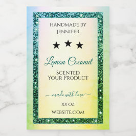 Produktetiketter för Teal Grönt Gradient Glitter G Mat Etikett