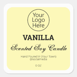 Produktetiketter för Vanilla Scented Soy Candle-pr Fyrkantigt Klistermärke