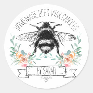 Produktetiketter för vita, homogeniserade bin med runt klistermärke