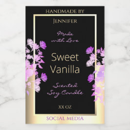 Produktförpackningsetiketter för Cute Flowers Blac Mat Etikett