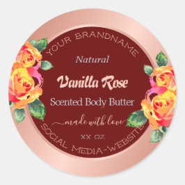 Produktförpackningsetiketter för ro Guld Blommigt Runt Klistermärke
