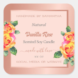 Produktförpackningsetiketter för ro Guld och Rosa Fyrkantigt Klistermärke