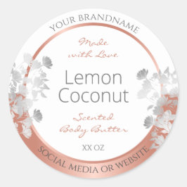 Produktförpackningsetiketter för vit Blommigt Ro G Runt Klistermärke