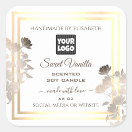 Produktförpackningsetiketter för vit och Guld med Fyrkantigt Klistermärke